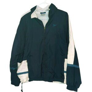 Vintage Reebok Windbreaker Jacket Womens XL Blue Zip Embroidered Logo